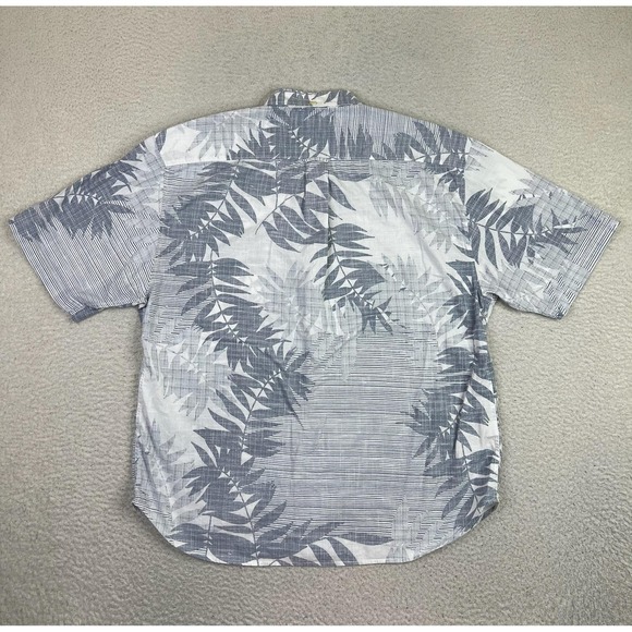 Reyn Spooner Shirt Mens XL Blue White Leaf Hawaiian Short Sleeve Button Up - Picture 2 of 8